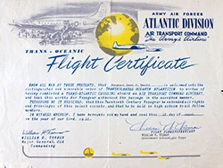 Trans Oceanic Flight Certificate