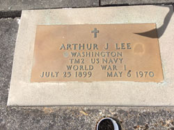 Arthur J Lee, Washington TM2 US Navy World War 1, July 25, 1899-May 6, 1970